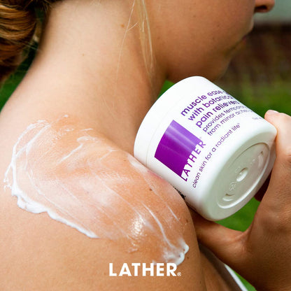 LATHER Muscle Pain Relief Gel - Muscle Therapy to Aid Muscle Soreness - Fast Acting Gel with Menthol Helps Ease Back Pain Relief, Neck Pain Relief, Knee Pain Relief, Lower Back Pain Relief - 4 Oz - Maple Wellness Supplements