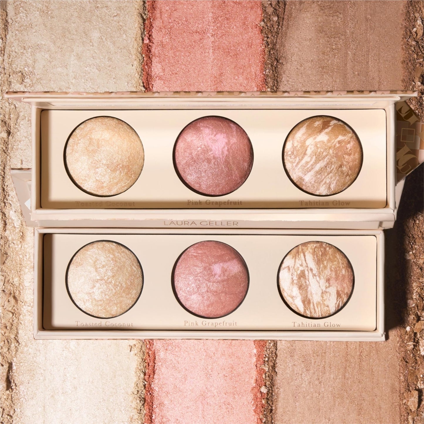 LAURA GELLER NEW YORK Geller's Greatest Lift-n-Glow Baked Trio Palette - Highlighter, Blush, Bronzer - All Skin Tones - Maple Wellness Supplements