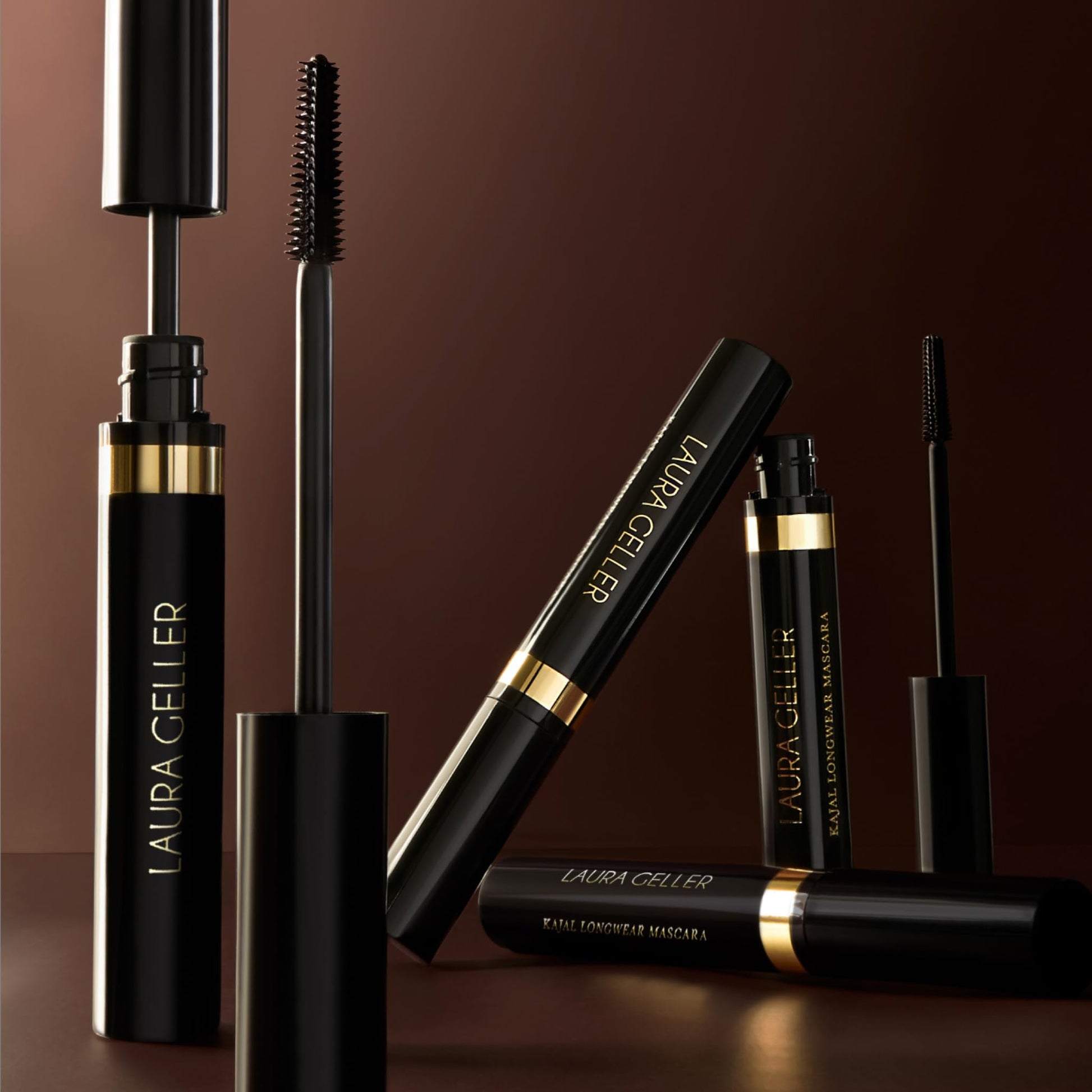LAURA GELLER NEW YORK Kajal Longwear Mascara, Brown - Lengthening, Defining, Curling, Buildable Formula Eye Makeup - Natural Look for Everyday - Maple Wellness Supplements
