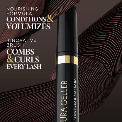 LAURA GELLER NEW YORK Kajal Longwear Mascara, Brown - Lengthening, Defining, Curling, Buildable Formula Eye Makeup - Natural Look for Everyday - Maple Wellness Supplements