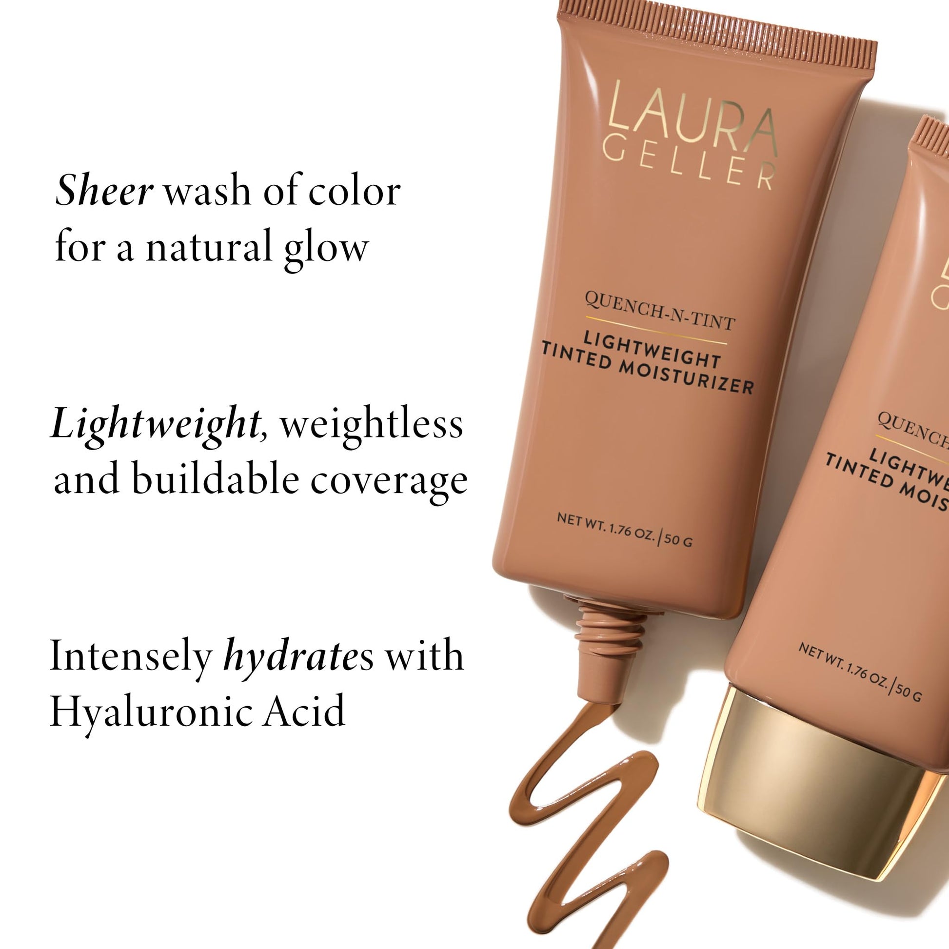 LAURA GELLER NEW YORK Quench-n-Tint Tinted Moisturizer - Sheer to Light Buildable Coverage - Natural Glow Finish - Lightweight Formula with Hyaluronic Acid, 04 Medium - Maple Wellness Supplements