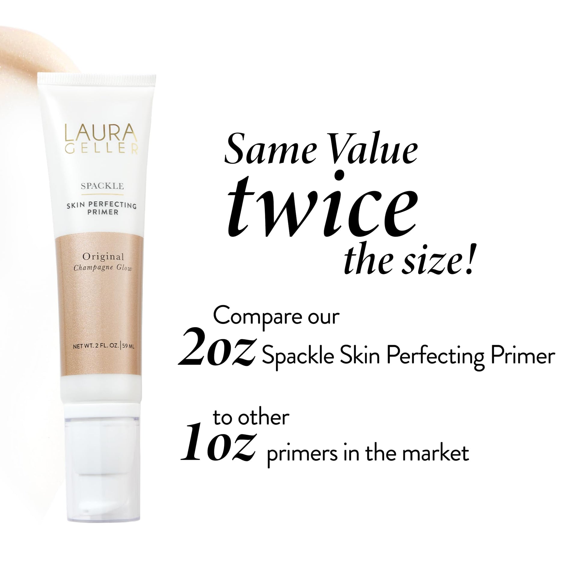 LAURA GELLER NEW YORK Spackle Primer - Champagne Glow - Super-Size 2 Fl Oz - Hyaluronic Acid Makeup Primer for Mature Skin - Maple Wellness Supplements