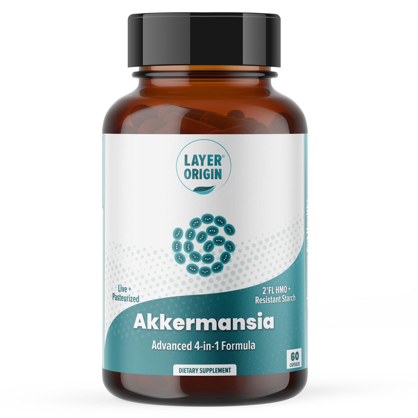 Layer Origin Akkermansia muciniphila Probiotic, with Both Live + Pasteurized Akkermansia and PureHMO Prebiotic, Validated Strain, Updated 4-in-1 Formula - Maple Wellness Supplements