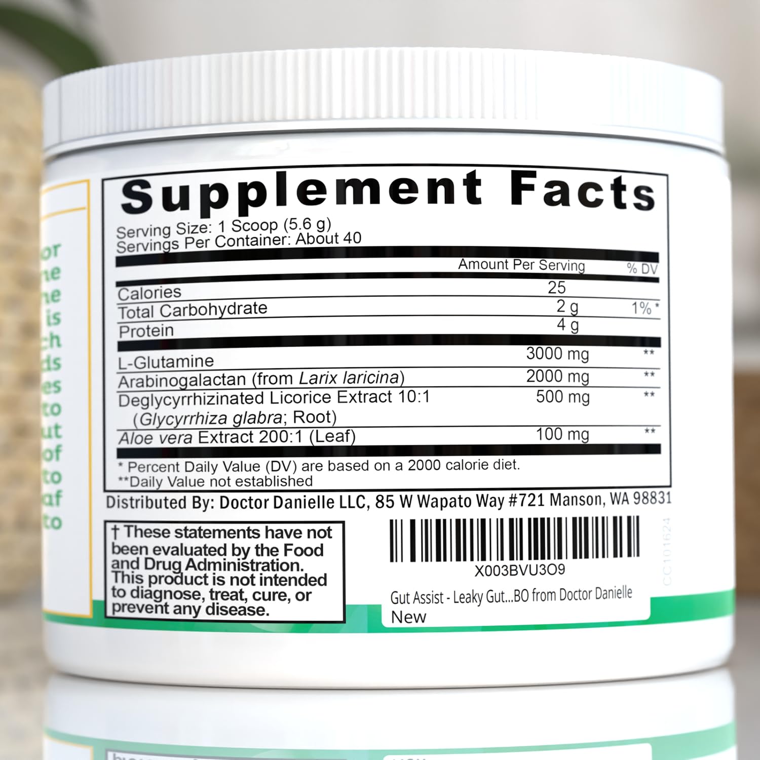 Leaky Gut Support Powder | L-Glutamine Gut Lining Digestive Drink Mix | Gluten-Free Doctor Crafted Botanical Formula | Gut Assist by Dr. Danielle - Maple Wellness Supplements