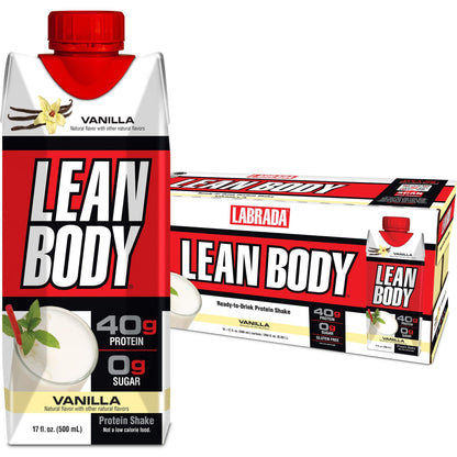Lean Body Ready-to-Drink Vanilla Protein Shake, 40g Protein, Whey Blend, 0 Sugar, Gluten - Maple Wellness Supplements