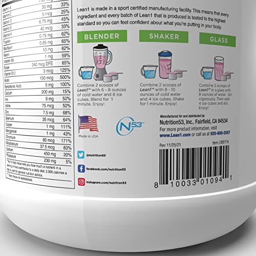 Lean1 Strawberry, 15 Serving tub, Fat Burning Meal Replacement by Nutrition53 - Maple Wellness Supplements
