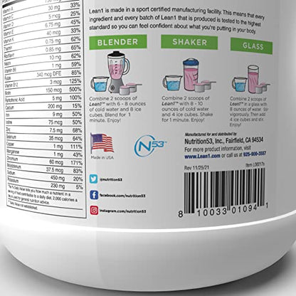 Lean1 Strawberry, 15 Serving tub, Fat Burning Meal Replacement by Nutrition53 - Maple Wellness Supplements