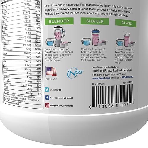 Lean1 Strawberry, 15 Serving tub, Fat Burning Meal Replacement by Nutrition53 - Maple Wellness Supplements