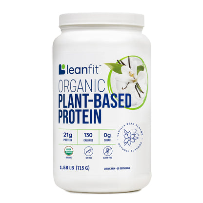 LeanFit Organic Plant-Based Protein, Natural Vanilla Flavor, 21g Vegan Protein, 19 Servings - Maple Wellness Supplements