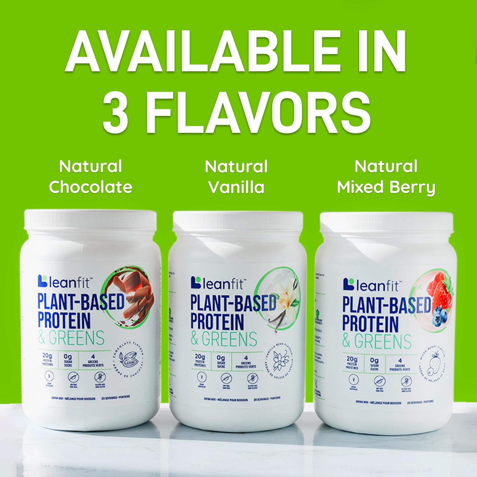 LeanFit Plant-Based Protein & Greens, Natural Berry, 20g Protein, 19 Servings, 1.25 Pound - Maple Wellness Supplements