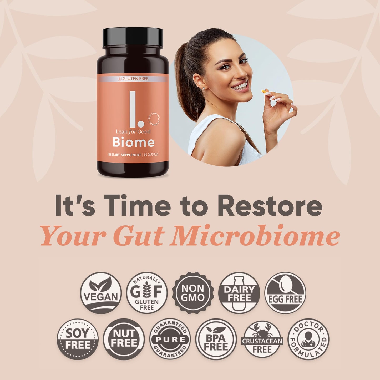 LEANFORGOOD Biome, 9-Strain Probiotic Formula, Supports a Balanced Gut Microbiome, Powerful Gut Probiotics - Maple Wellness Supplements