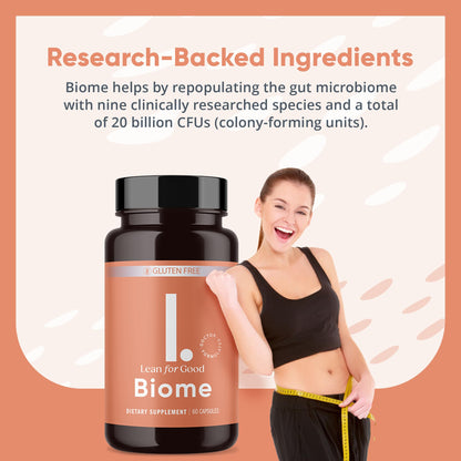 LEANFORGOOD Biome, 9-Strain Probiotic Formula, Supports a Balanced Gut Microbiome, Powerful Gut Probiotics - Maple Wellness Supplements
