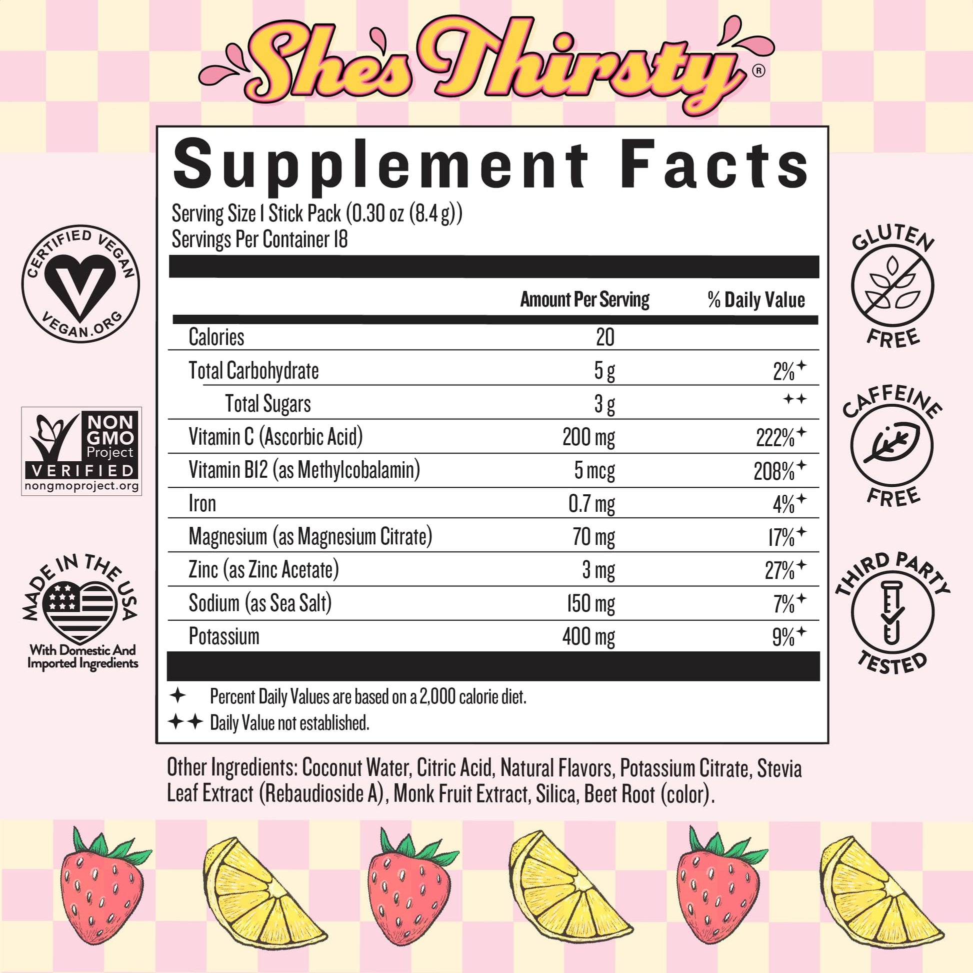 Legendairy Milk She’s Thirsty – Strawberry Lemonade, No Sugar Added Electrolytes Powder Packets–Coconut Water Mix for Women, Instant Hydration Packets, - Maple Wellness Supplements