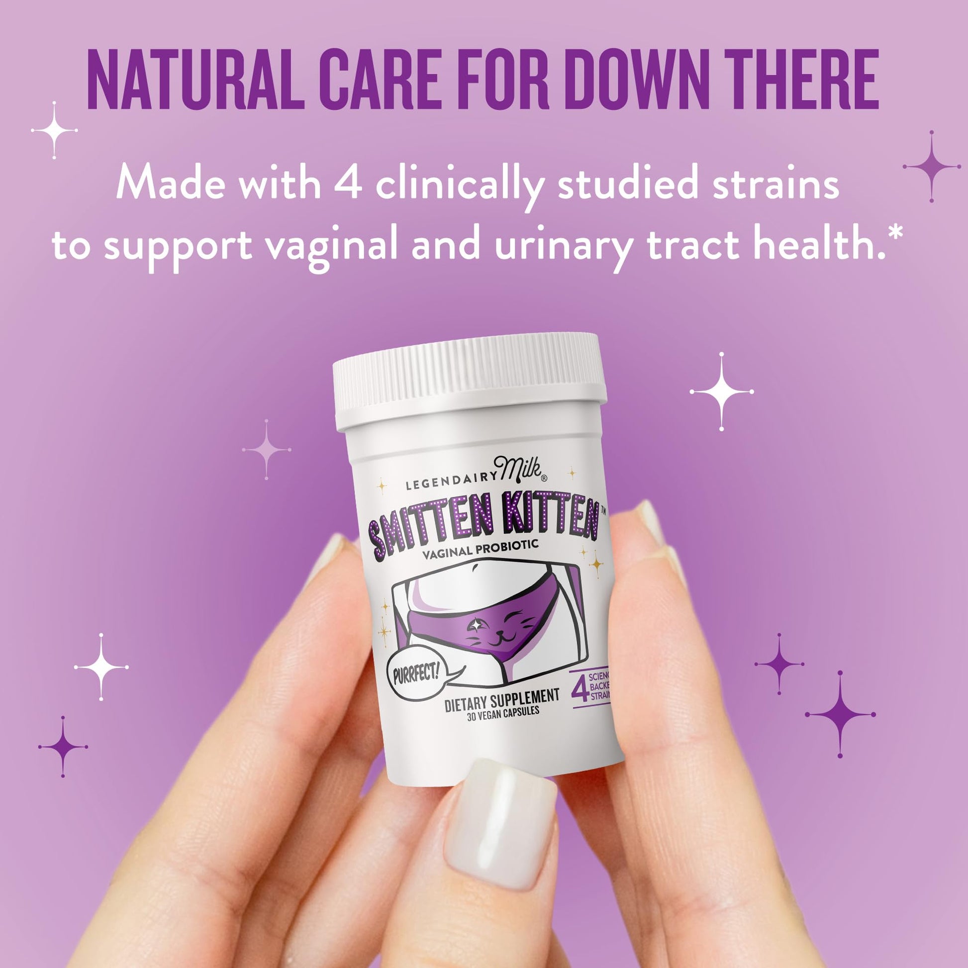 Legendairy Milk Smitten Kitten™ - Vaginal Probiotics for Women - Clinically-Studied Probiotics Lactobacillus Reuteri for Women's Vaginal Health - Maple Wellness Supplements