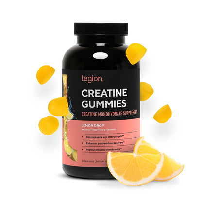 LEGION Creatine Monohydrate Gummies for Men & Women – Clean Chewable Creatine Supplement for Strength, Endurance & Muscle Recovery – 30 Lemon Drop Flavor Servings - Maple Wellness Supplements
