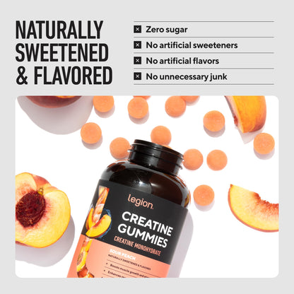 LEGION Creatine Monohydrate Gummies for Men & Women – Clean Chewable Creatine Supplement for Strength, Endurance & Muscle Recovery – 30 Sour Raspberry Lemonade Servings – No Artificial Flavors - Maple Wellness Supplements