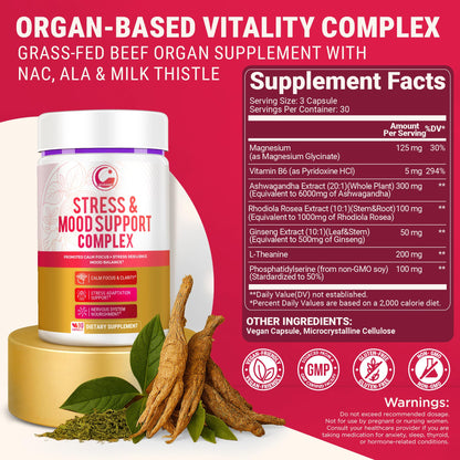 LEGRANO Cortisol Manager Supplements for Women & Men with Ashwagandha, L-Theanine, Magnesium Glycinate, Rhodiola, Ginseng – Cortisol Reducer & Adrenal Support – 90 Capsules – Calm, Focus, Balance - Maple Wellness Supplements