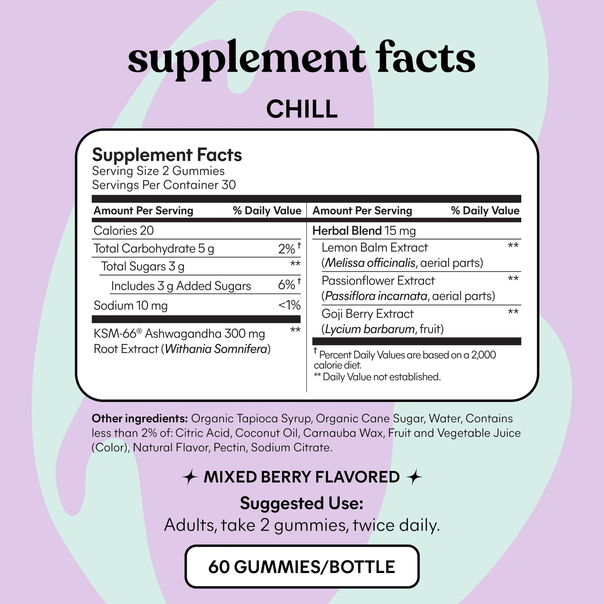 Lemme Chill Stress Relief Gummies with 300mg KSM-66 Ashwagandha, Lemon Balm, Passionflower & Goji to Support Relaxation, Healthy Cortisol & Sleep - Gluten-Free, Non-GMO, Mixed Berry (60 Count) - Maple Wellness Supplements