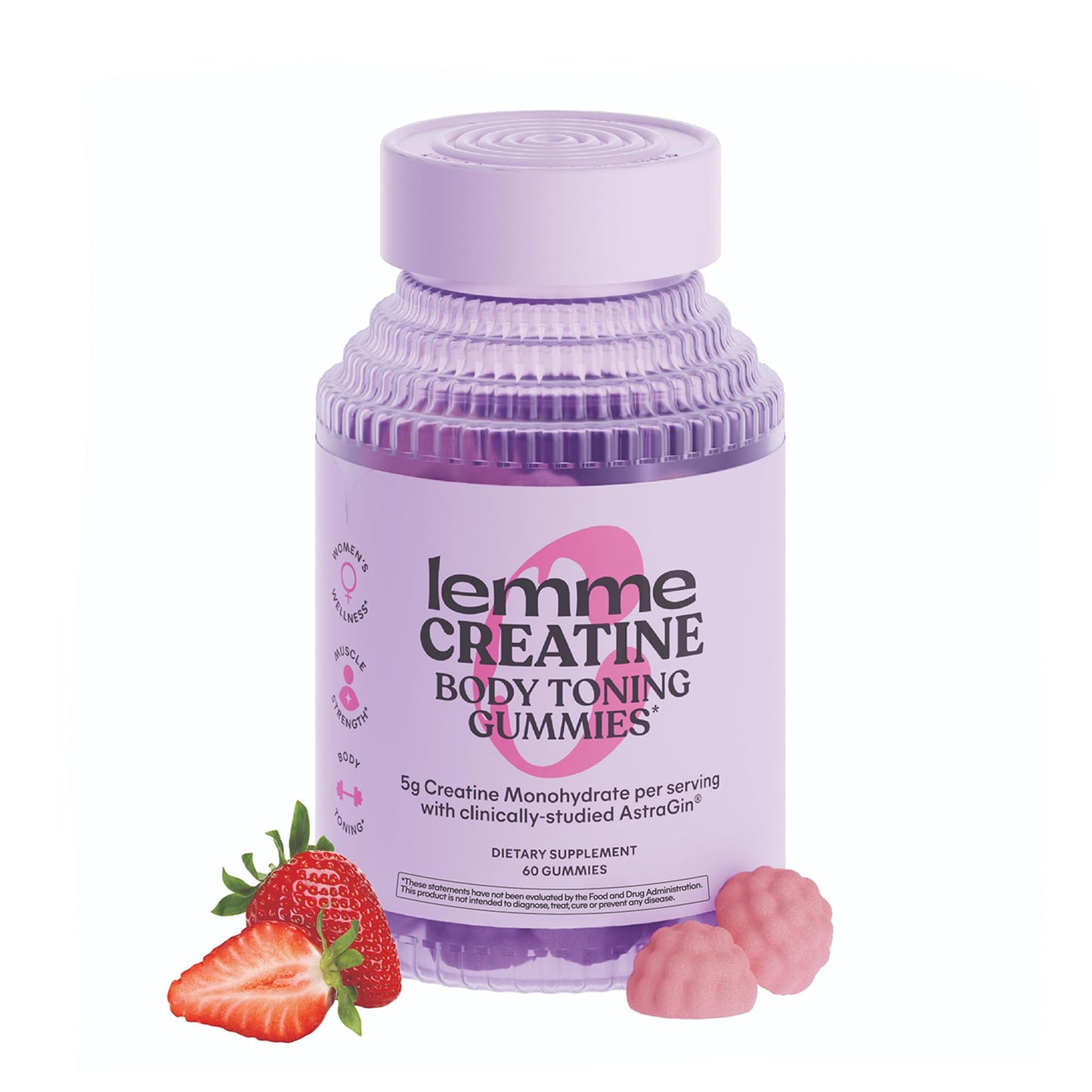 Lemme Creatine Monohydrate Gummies for Women and Men, 5g Dose to Support Lean Muscle, Strength, Recovery, Cognitive Health, w/Ginseng for Absorption - Maple Wellness Supplements