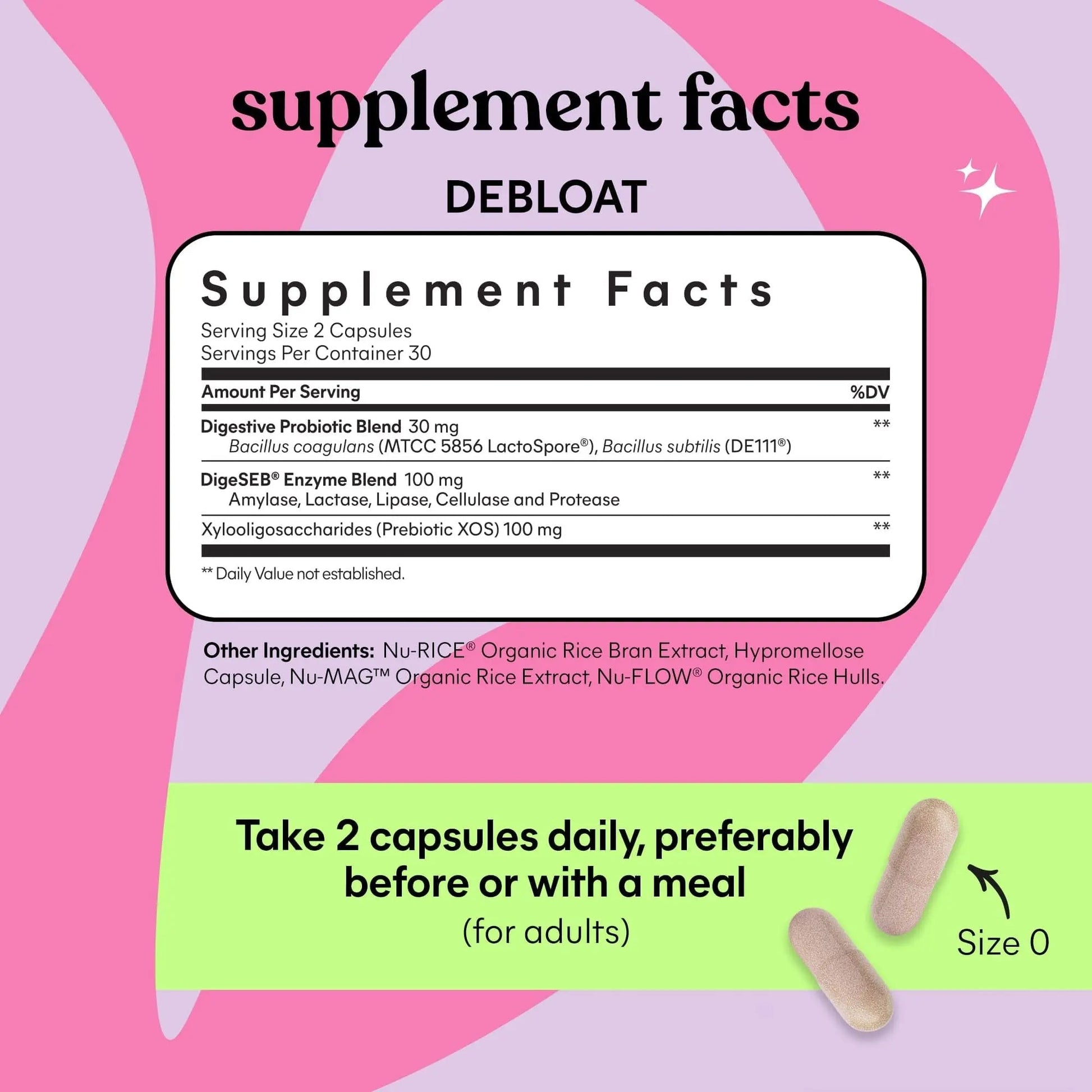 Lemme Debloat 3-in-1 Prebiotic, Probiotic & Digestive Enzyme Capsules for Bloating & Gas Relief - 2 Clinically Studied Probiotics w/5 Digestive Enzymes to Improve Digestion, Women & Men, (60 Count) - Maple Wellness Supplements