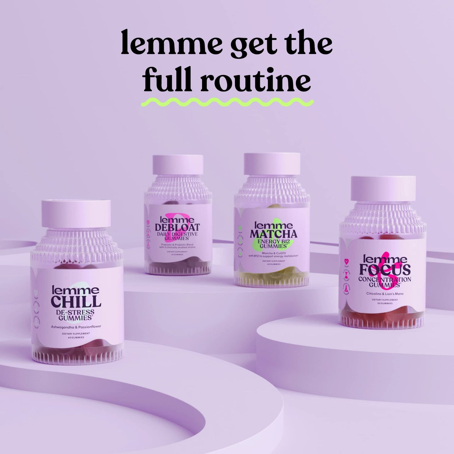 Lemme Focus Concentration & Brain Health Gummies with Cognizin Citicoline, Lion's Mane Mushroom, Vitamin B12 to Support Focus + Concentration - Maple Wellness Supplements