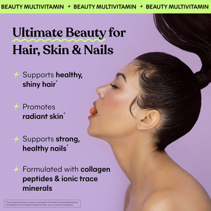 Lemme Glow Collagen Gummies for Thick Hair, Strong Nails & Healthy Skin with Multi-Collagen Peptides, Biotin, Trace Minerals, Zinc, Vitamins A, C & E - Maple Wellness Supplements