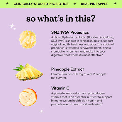 Lemme Purr Vaginal Probiotic Gummies for Women - Balanced pH, Healthy Odor, Yeast Balance & Flora Support - Maple Wellness Supplements