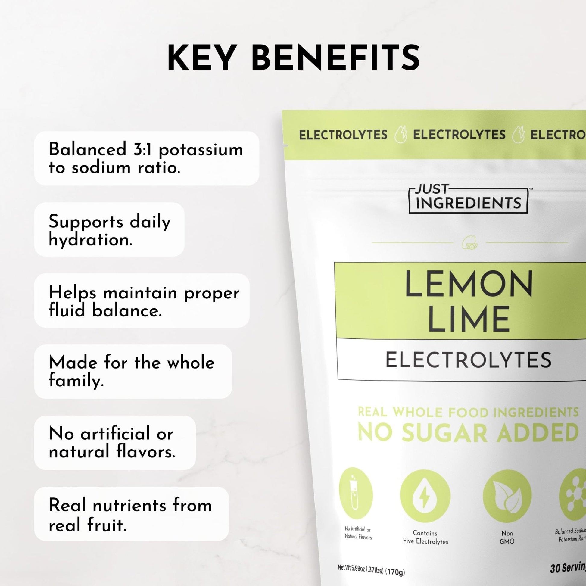 Lemon Lime Electrolytes – 30‑Serving Hydration Drink Mix with Coconut Water, Sea Salt, and Trace Minerals – Supports Energy, Recovery, and Electrolyte Balance* - Maple Wellness Supplements