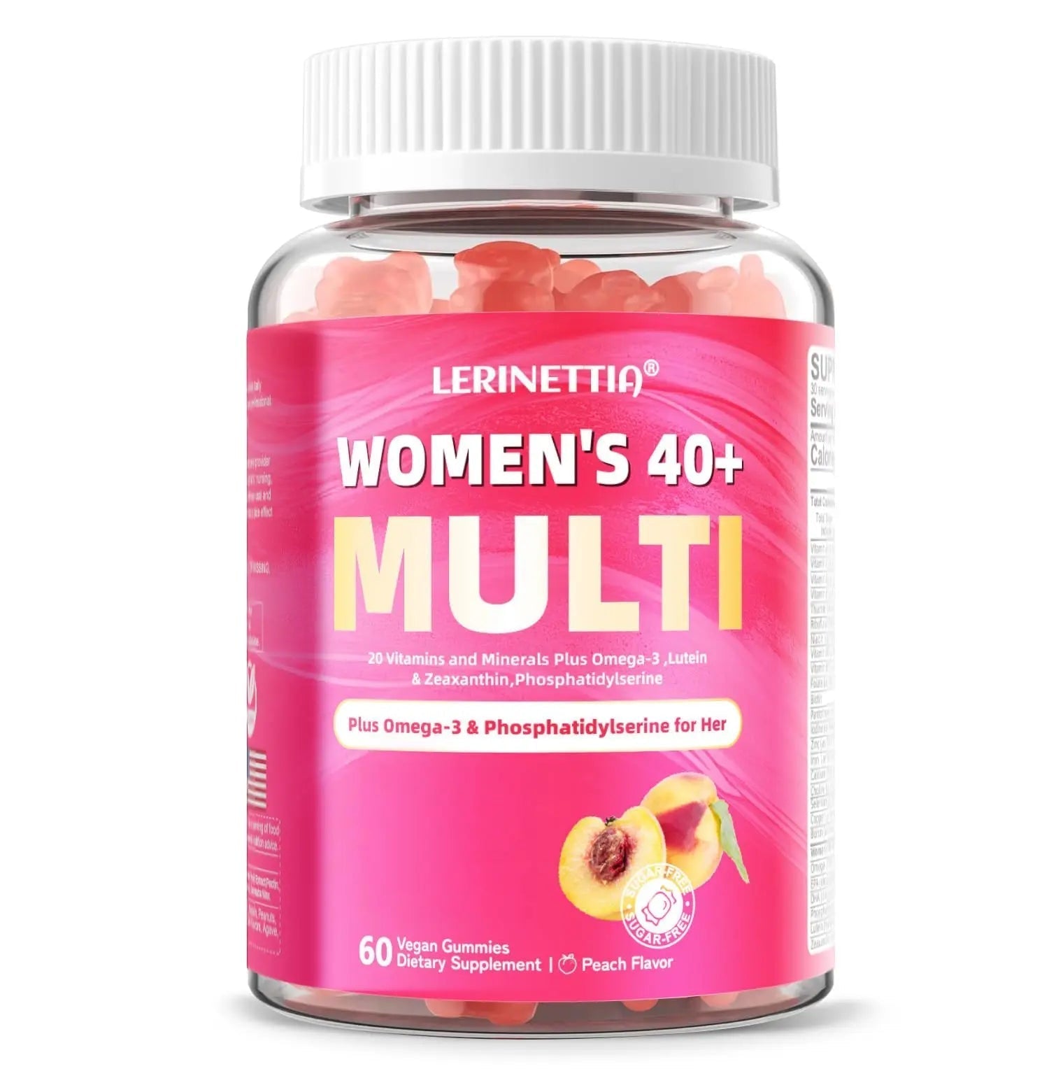 Lerinettia Multivitamin for Women Gummies for 40+ with Omega-3, Niacinamide, B-Complex, Lutein, Iron, Choline, Phosphatidylserine, Vitamin D3 - Maple Wellness Supplements