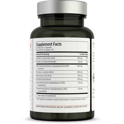 LES Labs Liver Support – Promotes Healthy Liver Function, Glutathione Production & Detoxification – Milk Thistle, NAC, ALA & Dandelion Extracts – Non-GMO Supplement – 90 Capsules - Maple Wellness Supplements