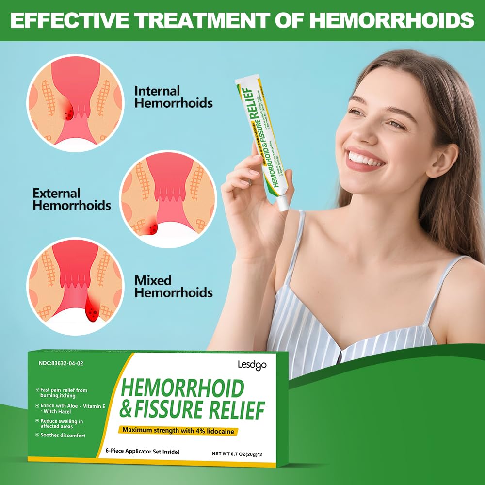 Lesdgo Hemorrhoidal Ointment(1 Pack),Hemorrhoid and Fissure Cream Witch Hazel Maximum Strength Pain Relief,for Itching and Swelling - Maple Wellness Supplements