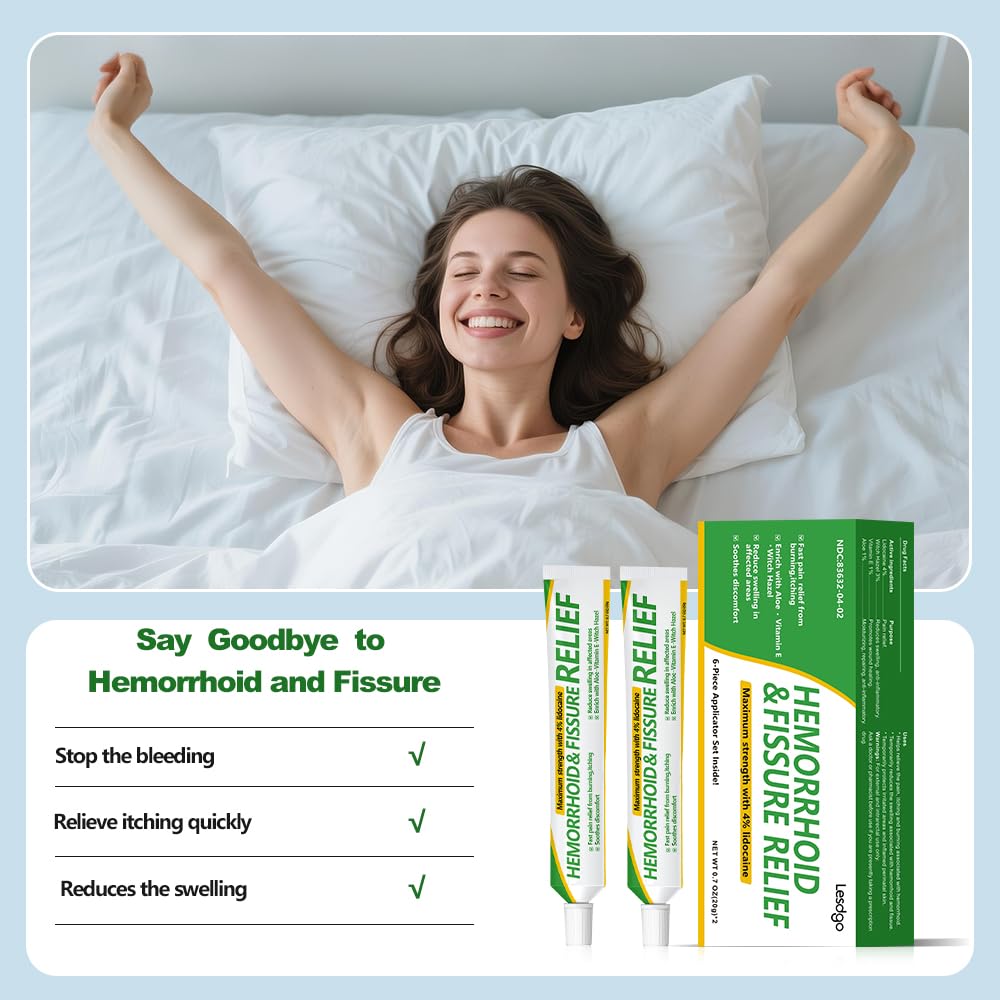 Lesdgo Hemorrhoidal Ointment(2 Pack),Hemorrhoid and Fissure Cream Witch Hazel Maximum Strength Pain Relief,for Itching and Swelling - Maple Wellness Supplements
