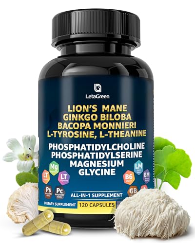 LetaGreen Organic Lions Mane Supplement Capsules - 120 Real Mushrooms Lion's Mane - Maple Wellness Supplements