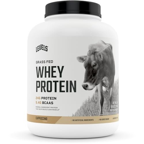 Levels Grass Fed 100% Whey Protein, No Hormones, Cappuccino, 5LB - Maple Wellness Supplements