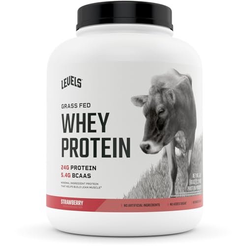 Levels Grass Fed 100% Whey Protein, No Hormones, Strawberry, 5LB - Maple Wellness Supplements