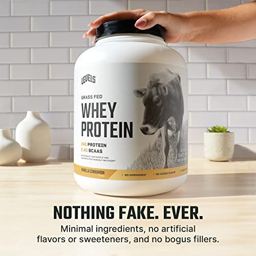 Levels Grass Fed 100% Whey Protein, No Hormones, Vanilla Cinnamon, 5LB - Maple Wellness Supplements