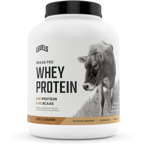 Levels Grass Fed 100% Whey Protein, No Hormones, Vanilla Cinnamon, 5LB - Maple Wellness Supplements