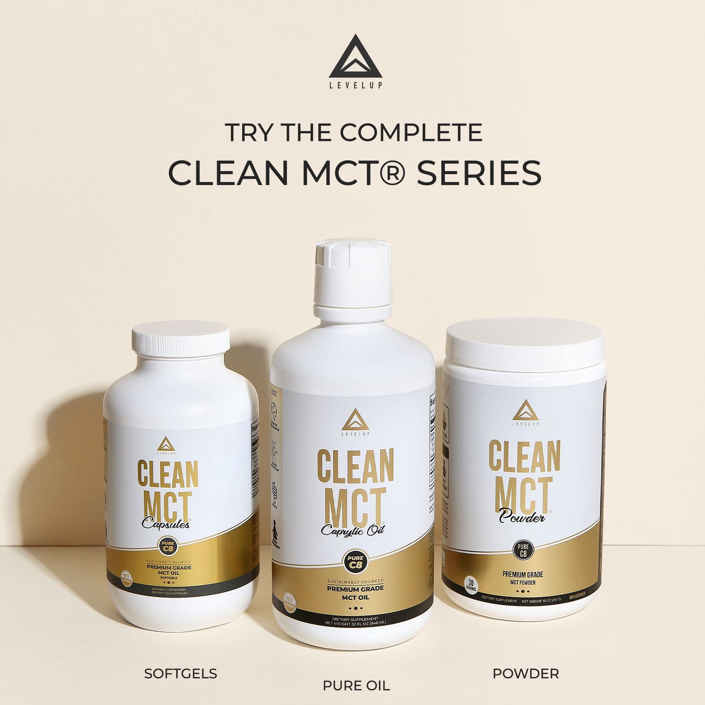 LevelUp Clean MCT Oil - 100% Caprylic C8 for Energy, Focus, Weight Management - Maple Wellness Supplements