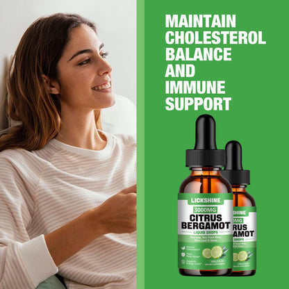 lickshine 2 Pack 3000mg Citrus Bergamot Liquid Drops - High Absorption - Cholesterol Lowering Supplement for Immune Support Anti-Aging, - Maple Wellness Supplements