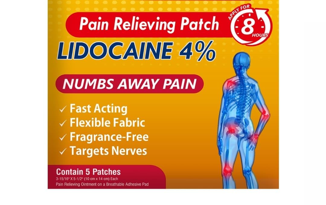 Lidocaine 4% 8-Hour Pain Relief Patch by Akron Pharma - Maple Wellness Supplements