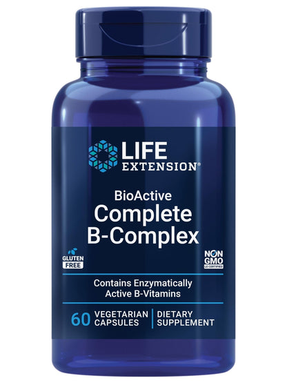 Life Extension BioActive Complete B-Complex, Heart, Nerve Support, Healthy Energy, Metabolism, Complete B Complex, 60 Vegetarian Capsules - Maple Wellness Supplements
