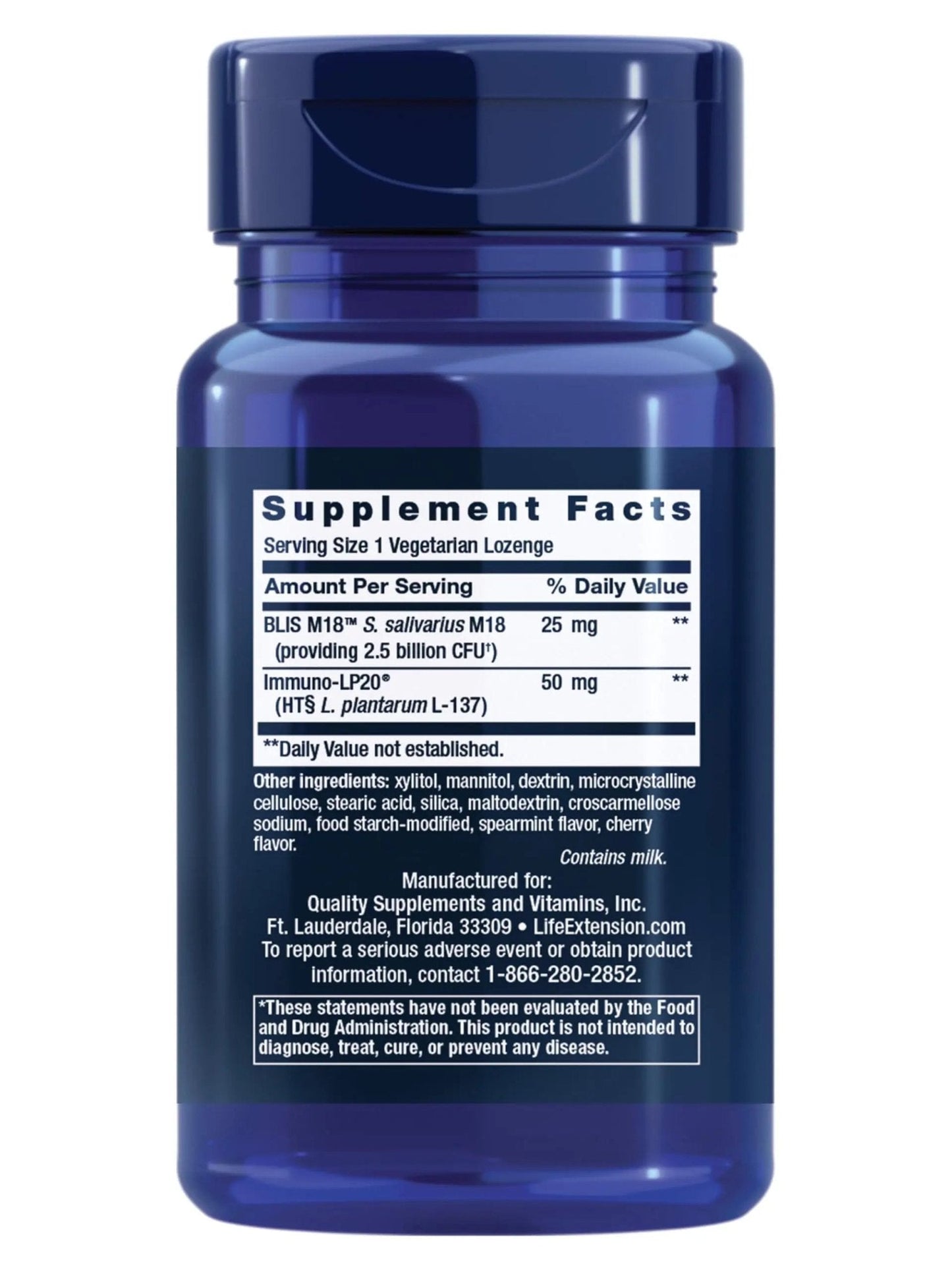 Life Extension FLORASSIST® Probiotic Oral Hygiene, Oral probiotic for Teeth and Gums, pH Levels, Dental Hygiene, Immune Support, BLIS M18™, Once Daily, Gluten Free, Vegetarian, 30 lozenges - Maple Wellness Supplements