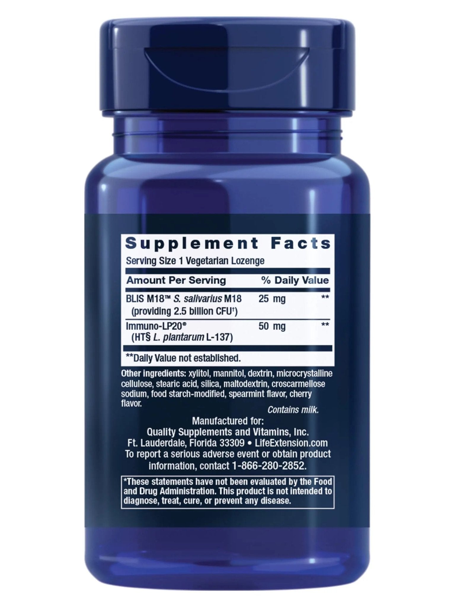 Life Extension FLORASSIST® Probiotic Oral Hygiene, Oral probiotic for Teeth and Gums, pH Levels, Dental Hygiene, Immune Support, BLIS M18™, Once Daily, Gluten Free, Vegetarian, 30 lozenges - Maple Wellness Supplements