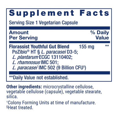Life Extension FLORASSIST® Probiotic Youthful Gut, Healthy Aging Supplement, postbiotic and probiotic Blend, Heart and Gut Health, Non-GMO, 1-Daily, Gluten-Free, Vegetarian, 30 Capsules - Maple Wellness Supplements