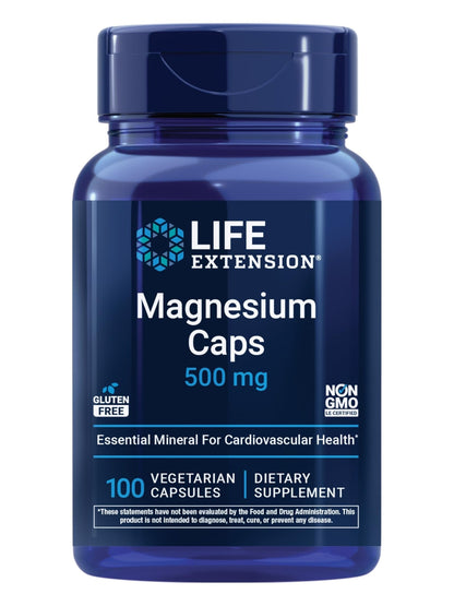Life Extension Magnesium Caps, 500 mg, Magnesium Oxide, Citrate, and Succinate, Heart Health, Healthy Bones, Metabolism Support, 100 Vegetarian Capsules - Maple Wellness Supplements