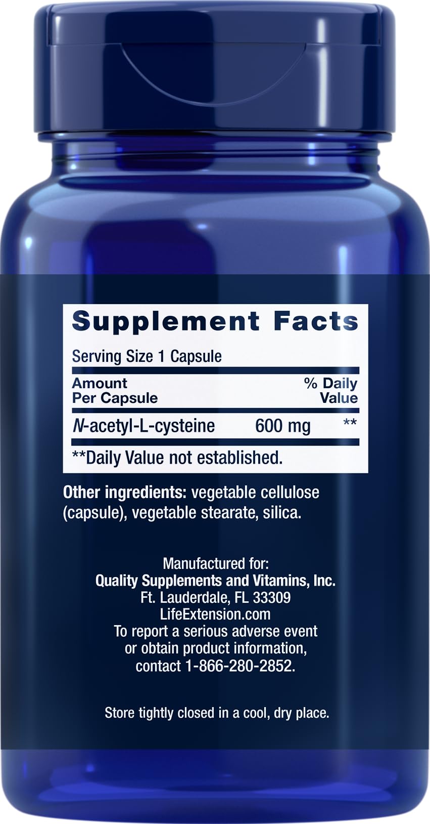 Life Extension N-Acetyl-L-Cysteine (NAC) 600mg, 150 Capsules - Maple Wellness Supplements