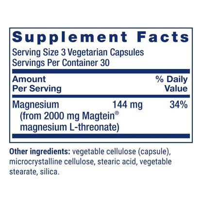 Life Extension Neuro-Mag Magnesium L-Threonate, Memory Health, Quick Thinking, Cognitive Health Support, Vegetarian, Non-GMO, 90 Vegetarian Capsules (144 mg from 2000 mg Magtein magnesium L-threonate - Maple Wellness Supplements