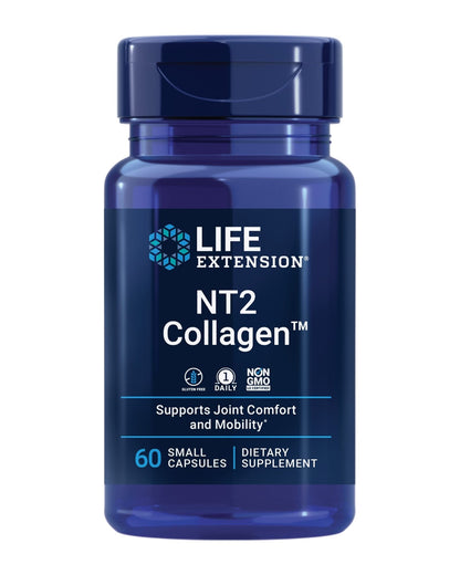 Life Extension NT2 Collagen™, Joint Health Supplement for Joint Comfort & Mobility, Gluten-Free, Non-GMO, 1 Daily, 60 Small Capsules - Maple Wellness Supplements