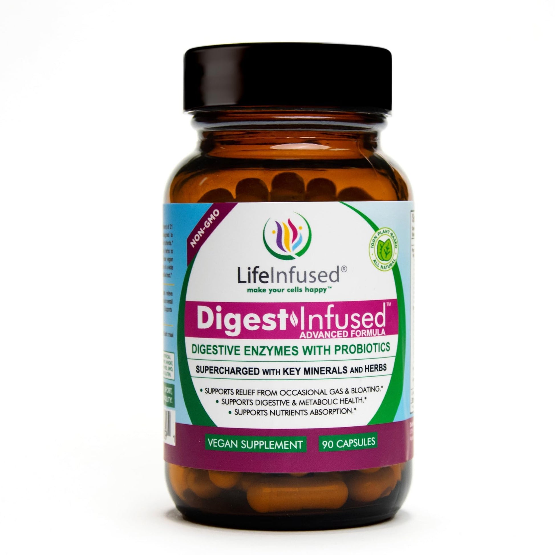Life Infused Digestive Enzymes with Probiotics – 21 Plant-Based Enzymes with Bromelain, Papain, Amylase & Protease – Digestive Support for Gas & Bloating – - Maple Wellness Supplements