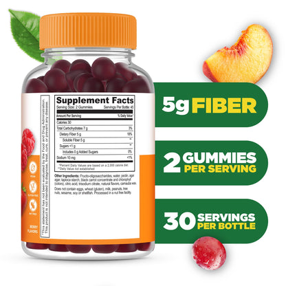 Lifeable Prebiotic Fiber Gummies for Adults | 5g | Great Tasting Fiber Supplement Gummies | Prebiotic Gummies for Digestive Health - Maple Wellness Supplements